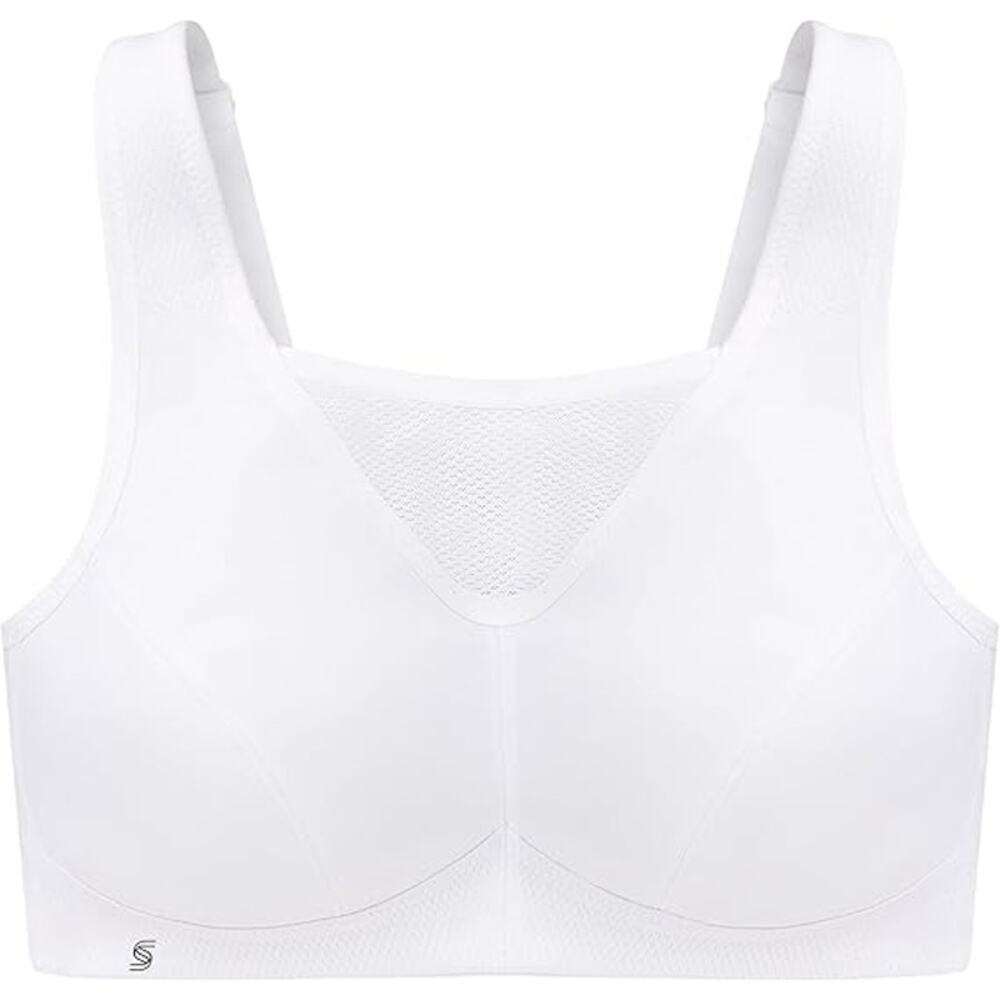 New Glamorise Womens 34F White No-Bounce #1066 Camisole Wirefree Sports Bra